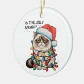 Is This Jolly Enough Grumpy Cat Christmas Lights セラミックオーナメント (左)