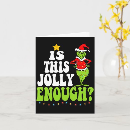 Is This Jolly Enough Merry Christmas Tree Lights F カード (黄色い花)