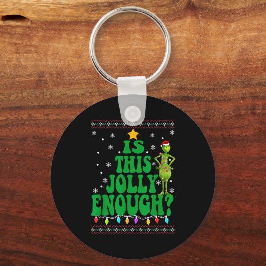 Is This Jolly Enough Merry Christmas Tree Lights F キーホルダー (正面)