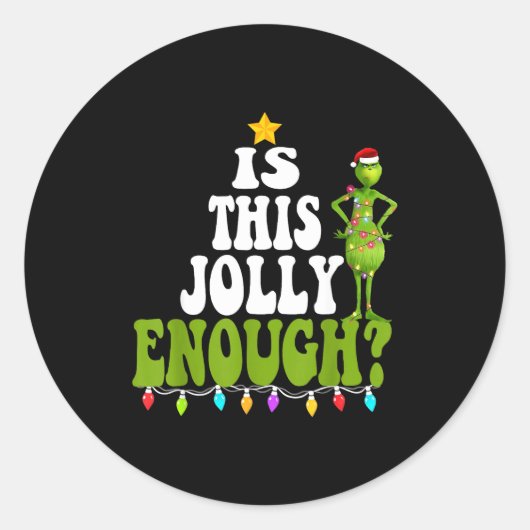 Is This Jolly Enough Merry Christmas Tree Lights F ラウンドシール (正面)