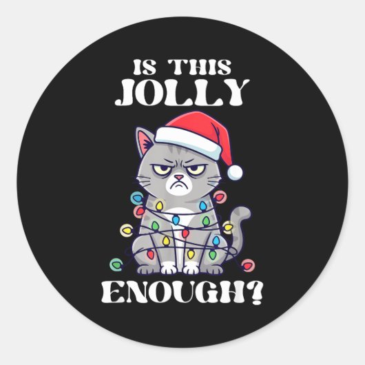 Is This Jolly Enough Tangled Christmas Cat  ラウンドシール (正面)