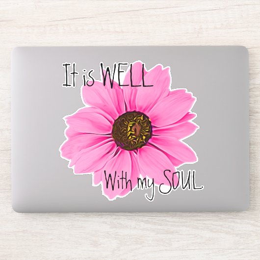 Is Well With Soul Pinkデイジー感動的引用文 シール (コンピューター)