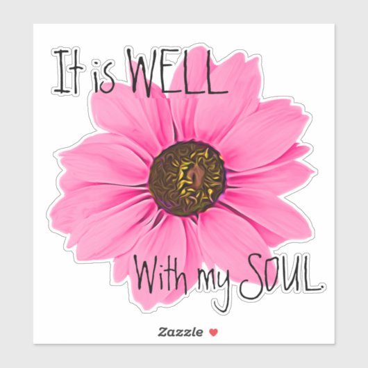Is Well With Soul Pinkデイジー感動的引用文 シール (シート)