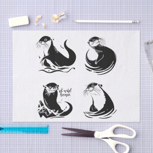 Is Wild Grace – Otter in Motion Minimalist Design 薄葉紙 (クラフト)