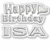 Isa Happy Birthday silver Aufkleber Sticker シール (正面)