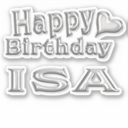 Isa Happy Birthday silver Aufkleber Sticker シール (正面)