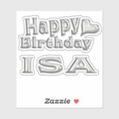 Isa Happy Birthday silver Aufkleber Sticker シール (シート)