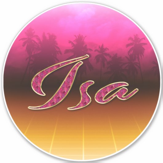 Isa Vorname Name golden pink Aufkleber Sticker シール (正面)