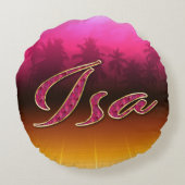 Isa Vorname Name golden pink Kissen ラウンドクッション (裏面)