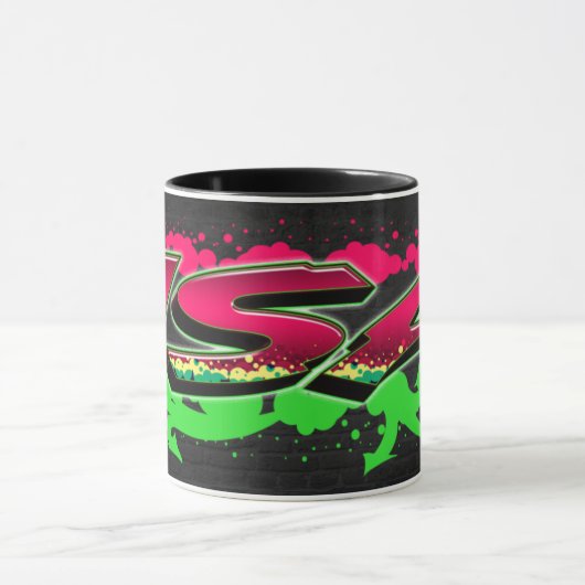 Isa Vorname Name Graffiti red green Tasse マグカップ (中央)