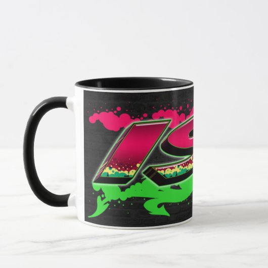 Isa Vorname Name Graffiti red green Tasse マグカップ (左)