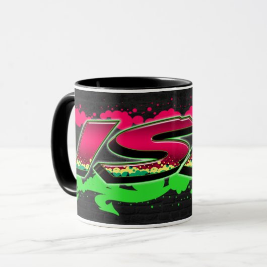 Isa Vorname Name Graffiti red green Tasse マグカップ (正面左)