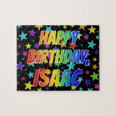 「ISAAC」名、おもしろい「ハッピーバースデー」 ジグソーパズル (横)