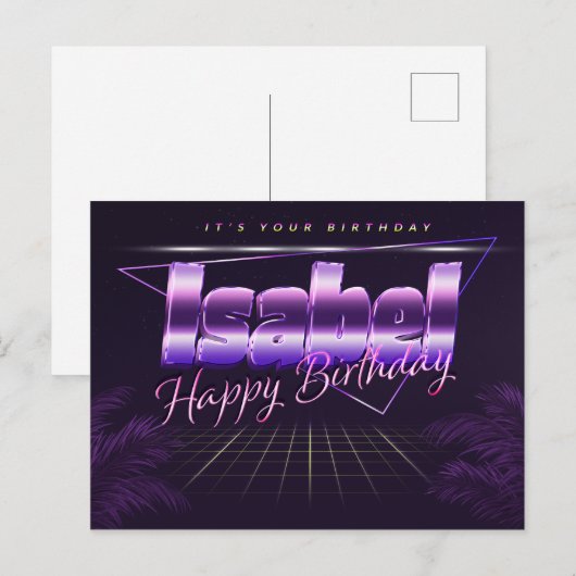 Isabel Name Vorname lila Postkarte Geburtstag ポストカード (正面/裏面)
