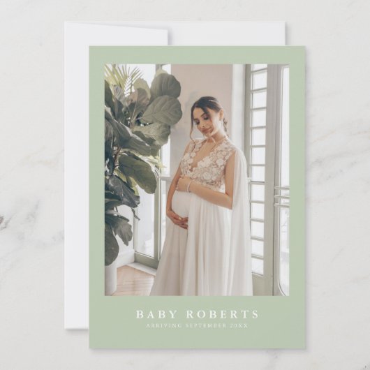 ISABELLAミニマエレガントリストの緑のベビーシャワー 招待状 (裏面)