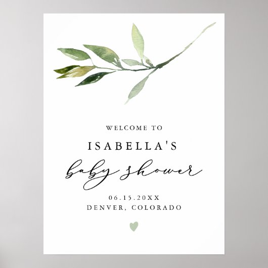 ISABELLA緑エレガントの赤ちゃんシャワーへようこそ ポスター (正面)