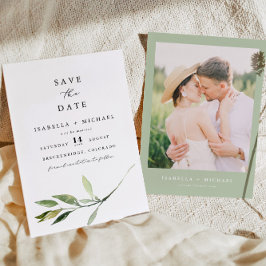 ISABELLA エレガントミニマル Greenery日付を保存 招待状