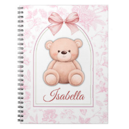 Isabella | オーダーメイド ピンクのテディベアの保育園デザイン ノートブック