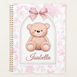 Isabella | オーダーメイド ピンクのテディベアの保育園デザイン プランナー手帳