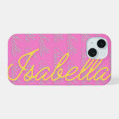 Isabella シグネチャー名前パターン  iPhone 15ケース (裏面横)