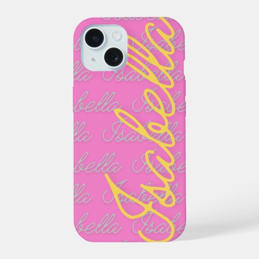 Isabella シグネチャー名前パターン  iPhone 15ケース (裏面)