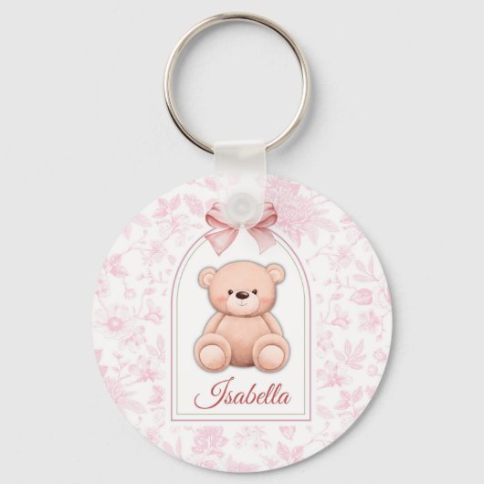 Isabella | Custom Pink Teddy Bear Nursery Design  キーホルダー (正面)