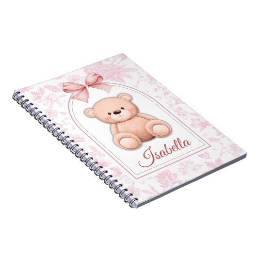Isabella | Custom Pink Teddy Bear Nursery Design ノートブック (右側)