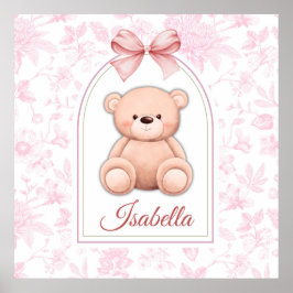 Isabella | Custom Pink Teddy Bear Nursery Design  ポスター