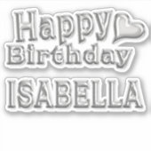 Isabella Happy Birthday silver Aufkleber Sticker シール (正面)