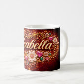 Isabella Pink Heart Emerald Gold Personalized Gift コーヒーマグカップ (正面右)