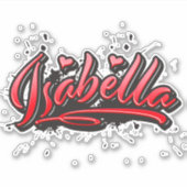 Isabella red Heart Graffiti Aufkleber Sticker シール (正面)