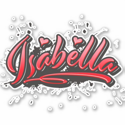 Isabella red Heart Graffiti Aufkleber Sticker シール (正面)