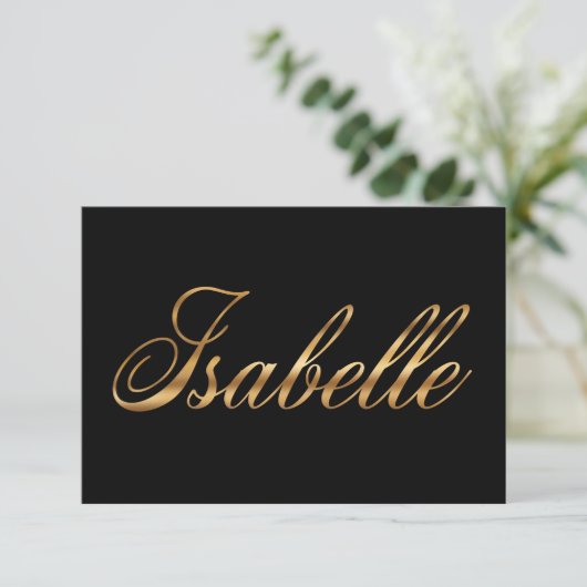 Isabelle gold Design Lettering Karte (スタンド正面)