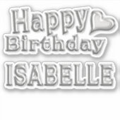 Isabelle Happy Birthday silver Aufkleber Sticker シール (正面)