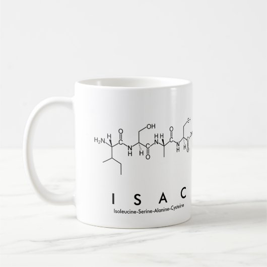 Isacペプチド名mug コーヒーマグカップ (左)