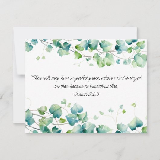 Isaiah 26:3英語ビルマのアイビーホワイトノートカード ノートカード (正面)