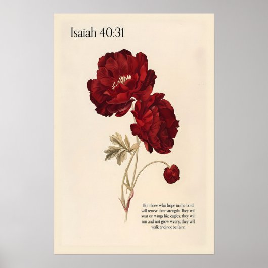 Isaiah 4031 Wall Art Print – Red Peonies Botanical ポスター (正面)