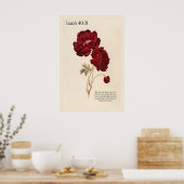 Isaiah 4031 Wall Art Print – Red Peonies Botanical ポスター (キッチン)