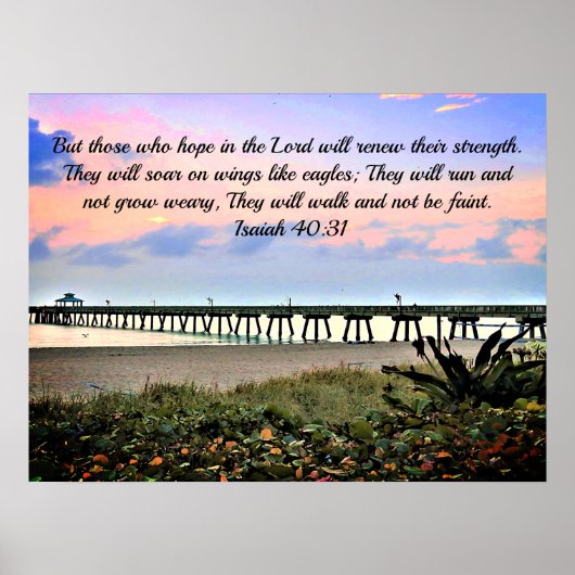 Isaiah 40:31の聖なる書物、 経典オリジナル海 ポスター (正面)