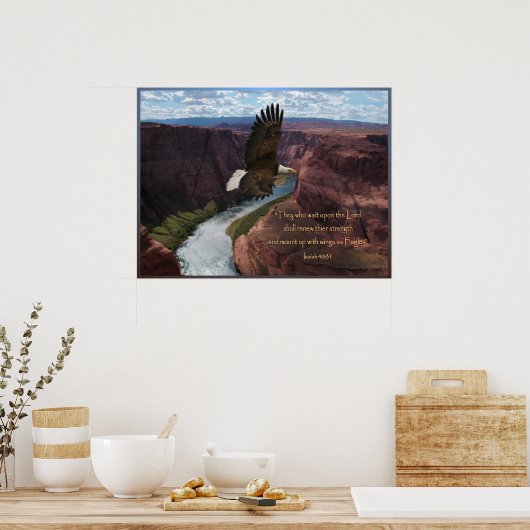 Isaiah 40:31 Eagle Scripture Poster Print ポスター (キッチン)