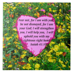 ISAIAH 41:10ワイルドフラワーフォトデザイン タイル
