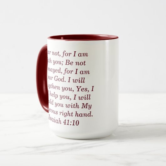 Isaiah 41:10 Custom Scripture Two-Tone Coffee Mug マグカップ (正面左)
