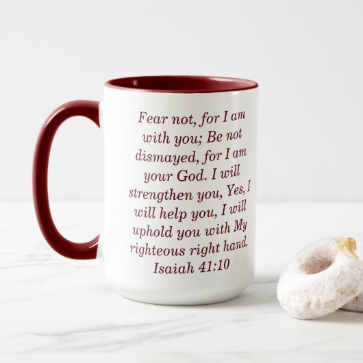 Isaiah 41:10 Custom Scripture Two-Tone Coffee Mug マグカップ (ドーナツ付き)