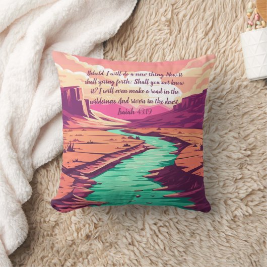 Isaiah 43:19 Throw pillow River Desert クッション (ブランケット)