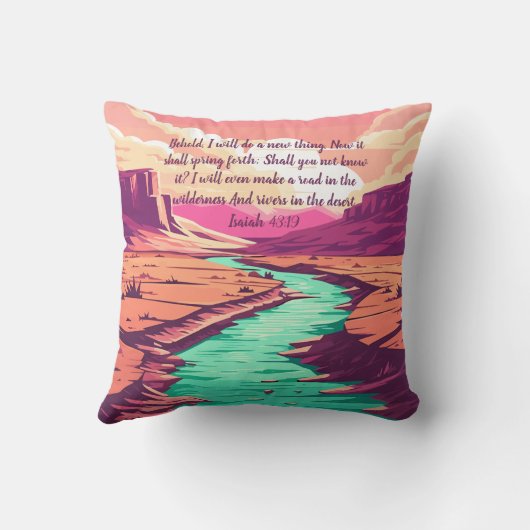 Isaiah 43:19 Throw pillow River Desert クッション (裏面)
