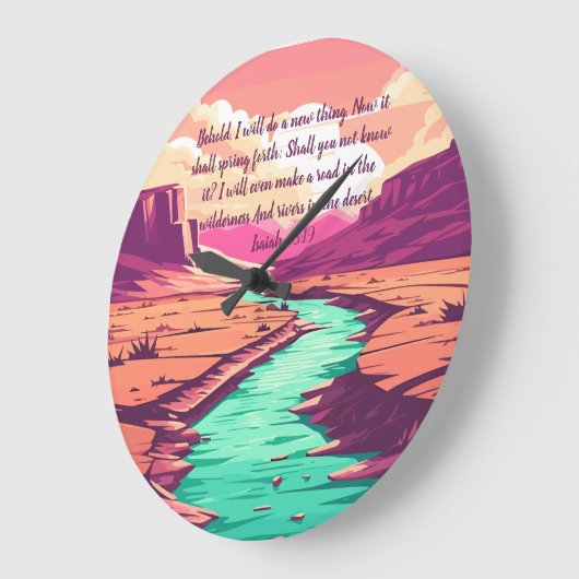 Isaiah 43:19 Throw pillow River Desert ラージ壁時計 (傾斜)