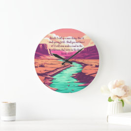 Isaiah 43:19 Throw pillow River Desert ラージ壁時計