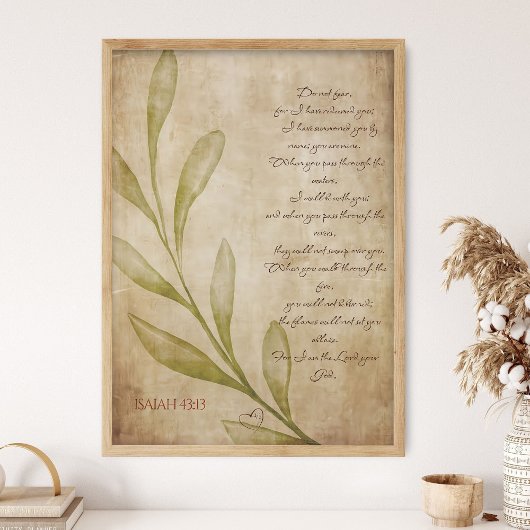 Isaiah 43:1-3 Bible Verse Wall Art Printable Scrip ポスター