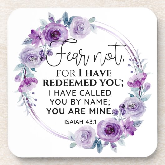 Isaiah 43:1 Fear not I have Redeemed you Floral コースター (正面)