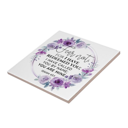 Isaiah 43:1 Fear not I have Redeemed you Floral タイル (側面)